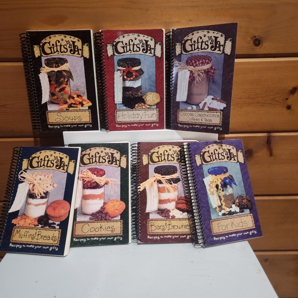 Lot of 7 Spiral Bound Gifts In A Jar Recipe Books Soups Cookies Breads Teas Kids